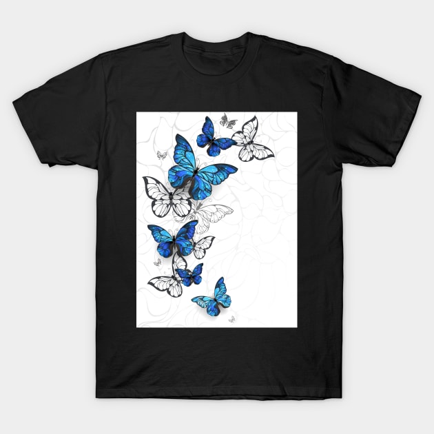 Flying Butterflies Morpho T-Shirt by Blackmoon9